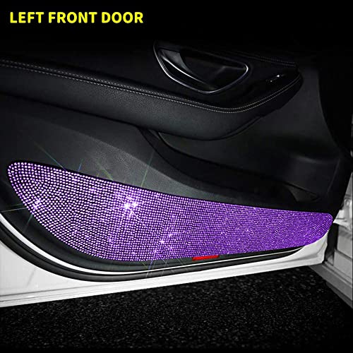 Image of eing Bling Car Door Anti-Kick Pad Crystal Door Protective Pad Universal Anti-Kick Dirty Stickers Anti-Collision Stickers,4 Pack /Set(2 Pack for Front Door and 2 Pack for Back Seat Door),Purple
