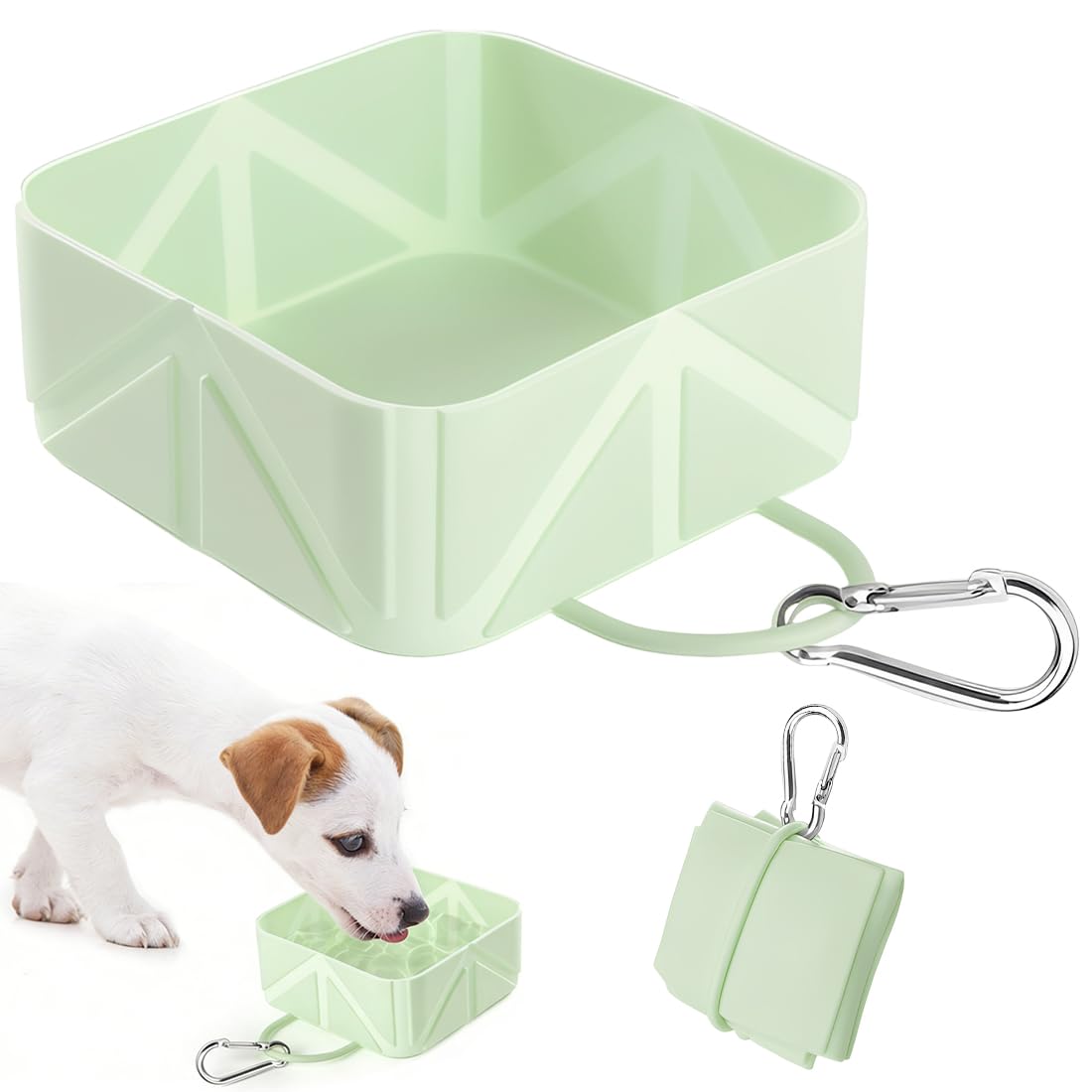 Cuenco plegable para mascotas para viajes y paseos para perros y gatos(verde)