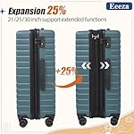 Expandable Luggage Sets 21"/25"/30" 5 Piece Luggage Set,Suitcase Sets with ABS Hard Shell Lightweight TSA Lock and Detachable Double Spinner Wheels(DarkGreen,BP/TB) - Image 3