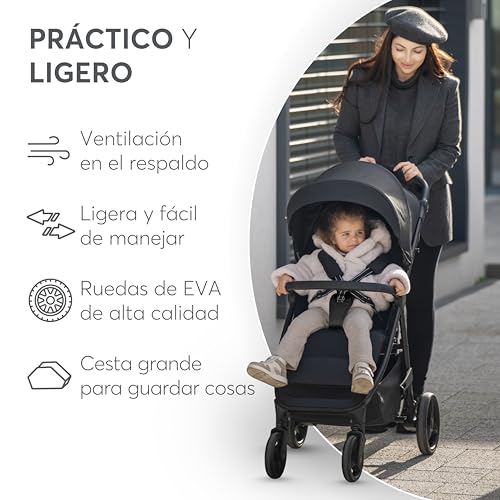 Miniatura 3 de Kikkaboo Silla De Paseo Ligera Urban, Carrito Bebe Desde Nacimiento Hasta 22 Kg, Plegado Con Una Mano, Reclinable Y Compacto, Ruedas Eva Con Suspensión, Manillar Ajustable, Verde