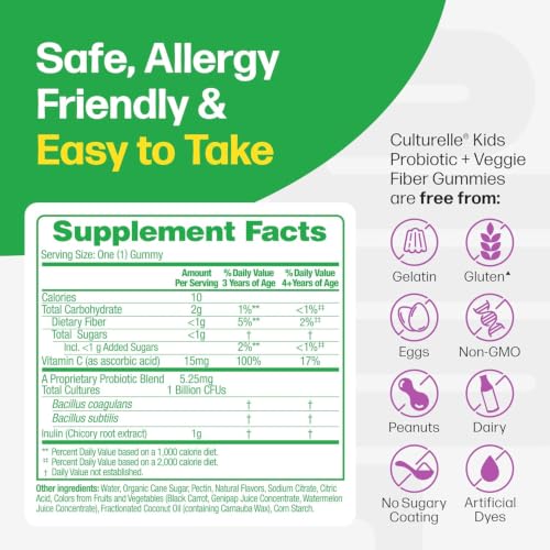 Culturelle Kids Probiotic + Veggie Fiber Gummies, Ages 3+, Berry, 60 Count - image 2