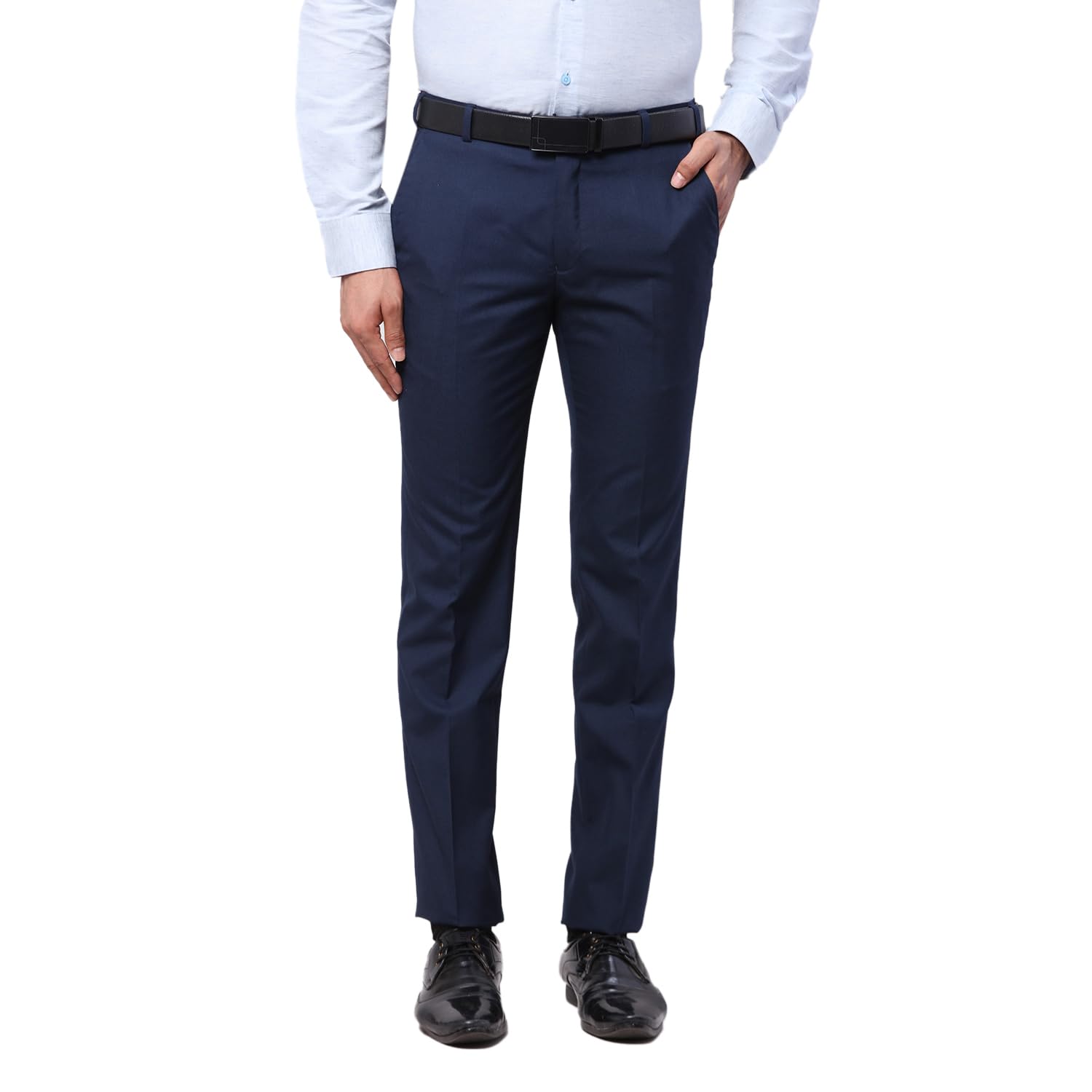 park avenue Men Slim Fit Solid Pattern Polyester Blend Flat Front Formal Trouser-picture-27