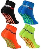 THERMOREGULATION UND SICHERHEIT – Zur Produktion von unseren Socken wurde der sportliche Polyester genutzt. Er führt das Wasser nach draußen ab und trocknet schnell. Der Fuß des Kindes kann durch das spezielle Netzchen atmen. Der weiche und dicke Halbfrotteestoff verursacht, dass der Fuß nicht friert. Die italienische Anti-Rutsch-Technologie ABS lässt dem Kind nicht hinunterfallen. Das Zertifizierte Anti-Rutsch-System ist am ganzen Fuß verteilt, deshalb kann man auch barfuß üben.