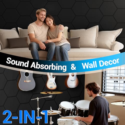 Image of Acoustic Panels, Magrowill 12-Pack Soundproof Wall Panels 14 X 12 X 0.4 Inches, Sound Absorbing Panels with Full Self-Adhesive, Interior Wall Decor Felt Tiles Board