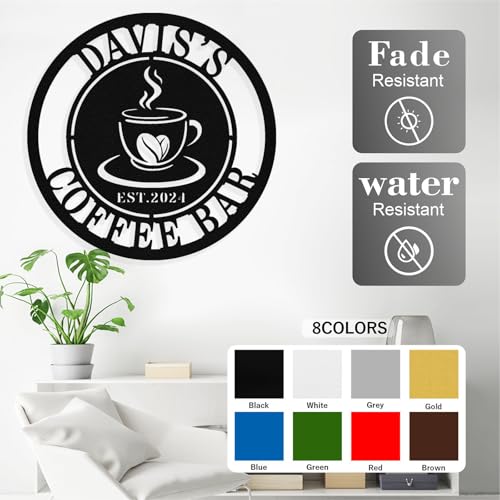Image of Personalized Coffee Bar Metal Sign, Custom Coffee Signs, Custom Coffee Name Signs for Cafe Station, Coffee Wall Art Decor for Kitchen, Cafe Shop Decor, Cafe Lover Gift