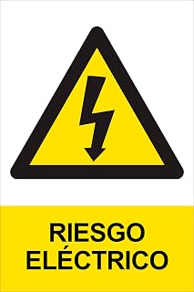 WS007 - Señal Adhesiva de Riesgo Eléctrico 10x15cm Pegatina de Peligro eléctrico homologada Cartel ideal para cuadros eléctricos y maquinaria industrial