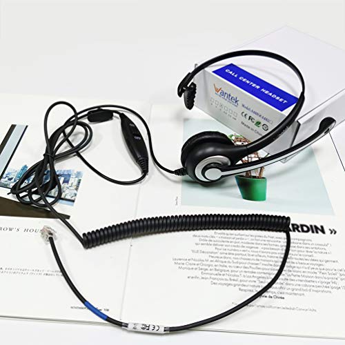 Wantek Corded Telephone RJ9 Headset Monaural with Noise Canceling Microphone for Call Center Telephone Systems with Plantronics M10 M12 M22 MX10 Amplifiers or Cisco 7942 7971 Office IP Phones(F600C1) - Thumbnail 6