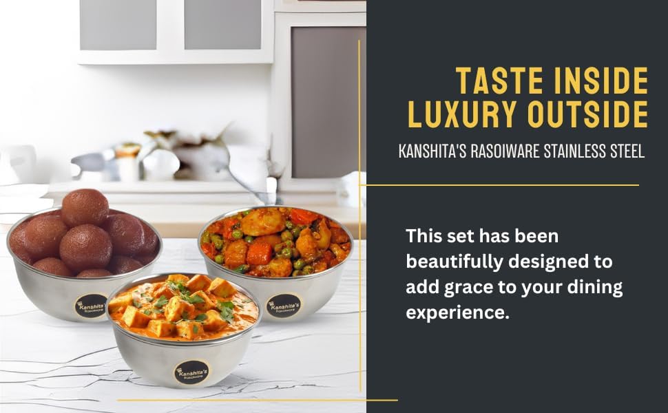 Kanshita's Rasoiware Stainless Steel Heavy Gauge Dal/Sabji Katori Wati Set with Mirror Finish (220 ML Set of 6) 3