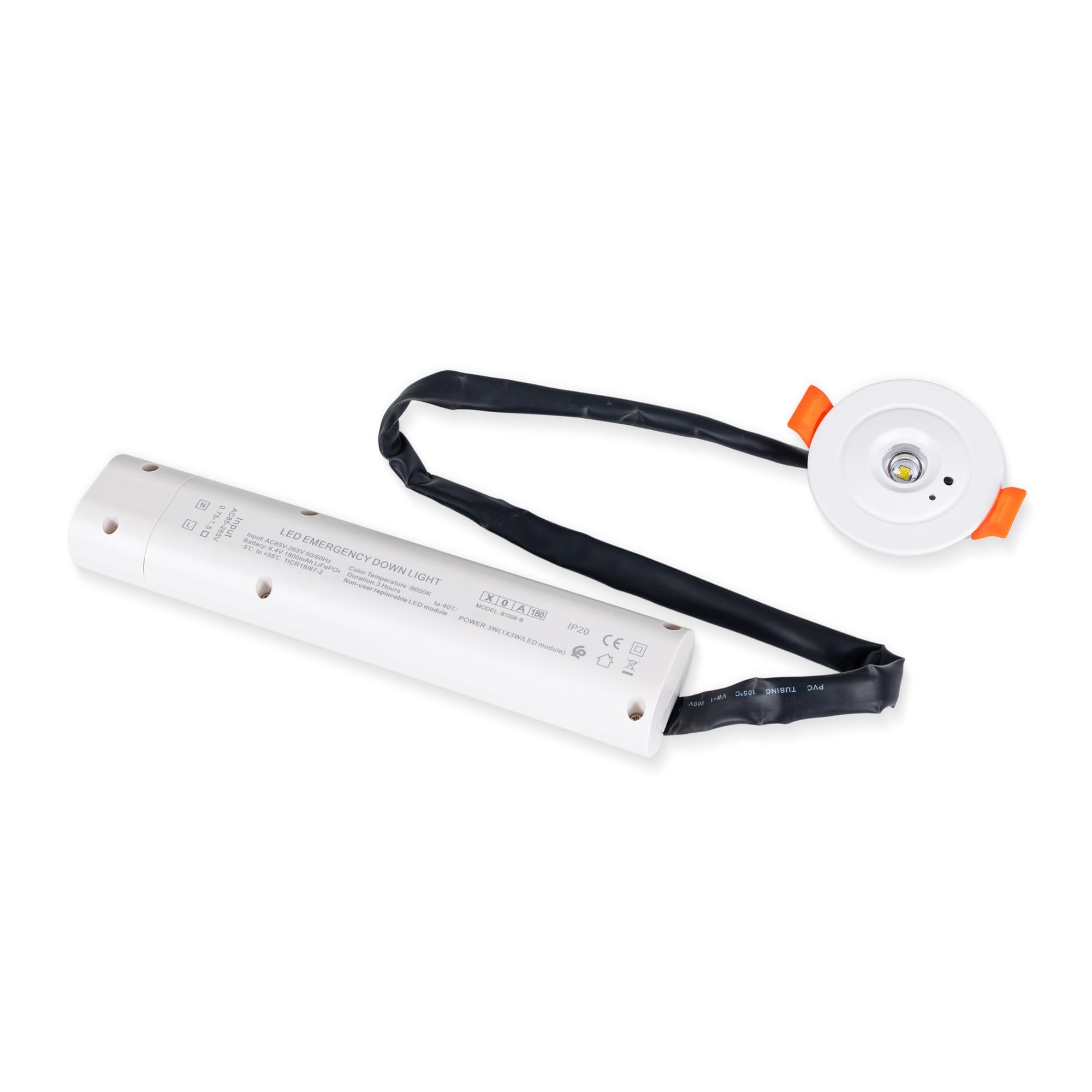 BARCELONA LED Éclairage de Secours LED 3W Encastré Ø60mm 6000K | LED 3W, encastrable Ø60mm, blanc froid 6000K, autonomie 3h, 250lm, batterie LiFePO4, IP20 intérieur