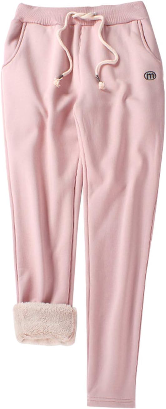 Gihuo Women's Sherpa Lined Sweatpants Winter Casual Jogger Sweat Pants Warm Athletic Thermal Fleece Lining Lounge Pants