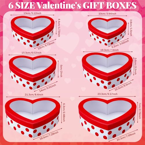 Cholemy 6 Pcs Heart Shaped Boxes with Clear Window Valentines Day Gift Boxes Nesting Heart Platic Storage Containers for DIY Projects Presents Candy Jewelry Mother's Day Gifts Exchange - Image 3