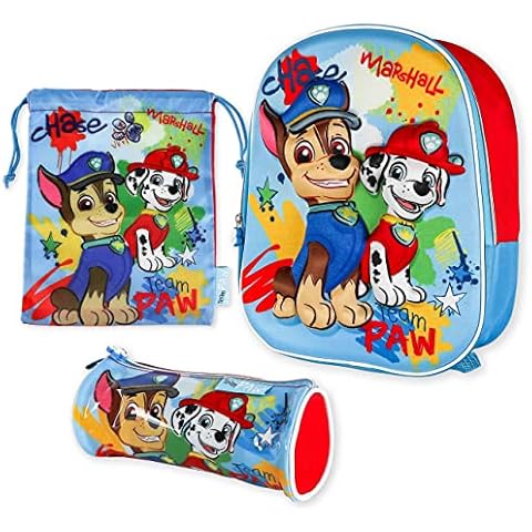 Mochila Infantil 3D, Estuche Escolar y Bolsa Merienda de Cuerdas – Patrulla Canina Cover