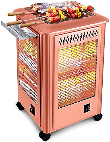 Samnuerly Chauffage d'espace électrique avec Plaque de Cuisson sur Le Dessus, radiateurs de terrasse – Barbecue et Chauffage, poêles de Jardin, 2000 W, Or Rose, Petit (Or Rose Grand)