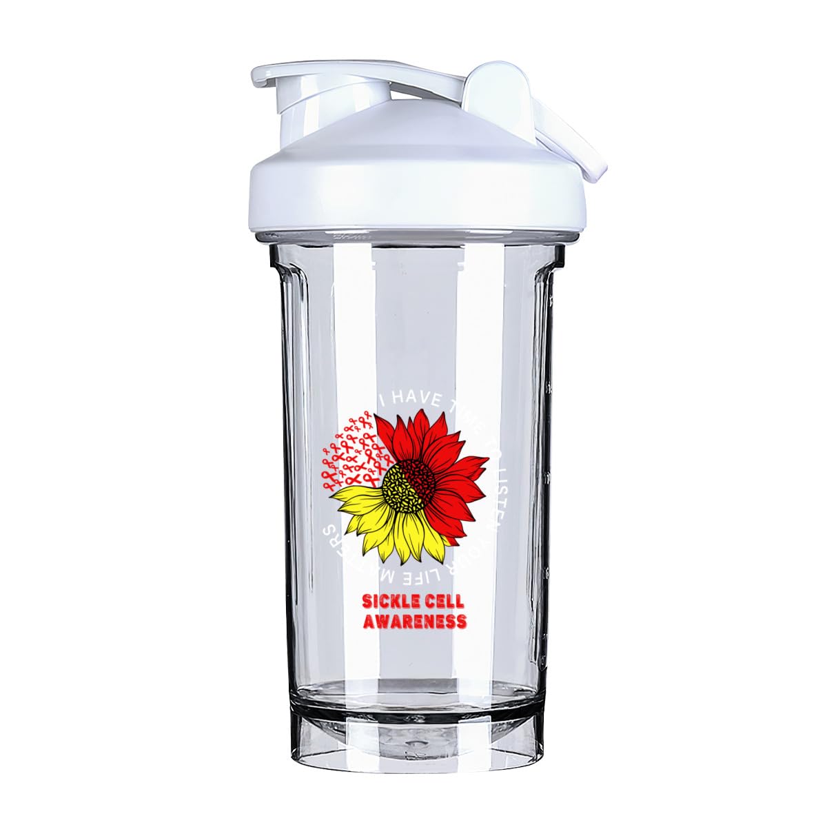 I Have Time To Listen Your Life Matters Sickle Cell awareness 18 Ounce Shaker Cup,Fashion Theme Pattern Shaker Bottle Leak-proof Workout Shake Bottles 500ML/18 oz Perfect for Pre Workout-3-1