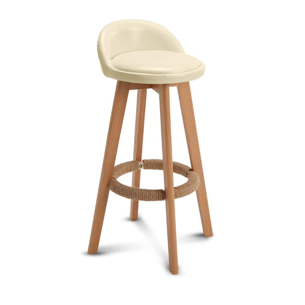 Tabouret de bar pivotant à 360° en bois massif et tissu pour cuisine