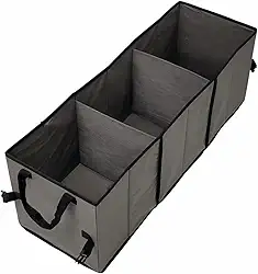 Organizador de Porta Malas Dobrável 3 Compartimentos 84 cm - Suporta 25 kg - Universal para Todos os Carros - Cinza Grafite