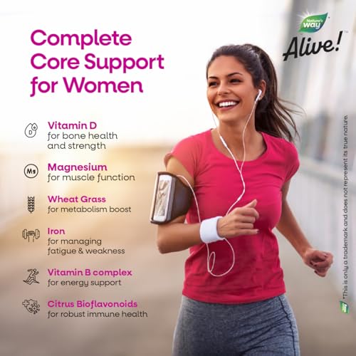 Image of Nature's Way Alive Women's Ultra Multivitamin - Daily Whole-Food Nutrition from 32+ Fruits & Veggies | Hormone, Immunity & Metabolism Support | Digestive Enzymes | 100% RDA of 19+ Vitamins & Minerals | 60 Tablets