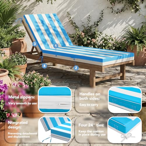 Chaise Lounge Chair Waterproof Cushion Set of 2 Outdoor for Pool - image 4