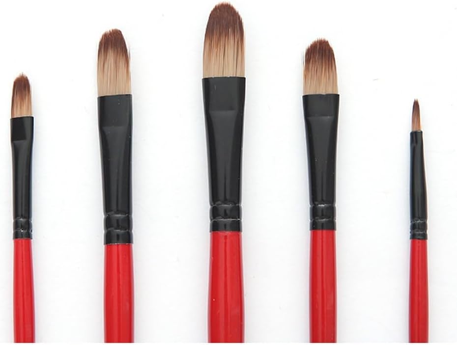 Oil Painting Brush Set, 5 Nylon Watercolor Acrylic Paint Brushes, Brush Arrangement, Soft