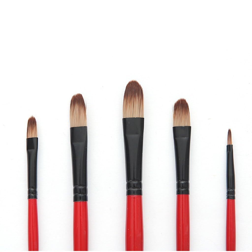 Pinselset für Ölgemälde, 5 Pinsel aus Nylon für Aquarell- und Acrylmalerei, Pinselanordnung, weicher Kopf, 8,5 x 27 cm