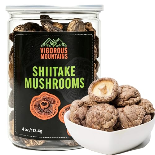 VIGOROUS MOUNTAINS Dried Shiitake Mushrooms for Cooking 2-3CM Dehydrated Mushrooms Dry Fresh Vegan No Fumigation Sulfur (4Oz) 113.4 Gram