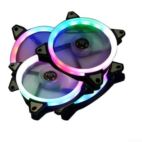 Ventilador de chasis de 12 cm con iluminación LED y funcionamiento silencioso, equipado con fuente de alimentación de 12 V y diseño de disipador de calor para una refrigeración eficaz de la