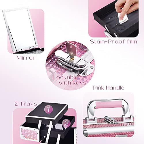 image for Joligrace Makeup Train Case Makeup Case Organizer Portable Cosmetic Bo