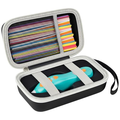 Image of ANKHOH 3D Pen for Kids Case, for 3Doodler Start+ Essentials, Black | Portable hard EVA storage case with custom-fit base, mesh pocket and wrist strap for school and travel; case only