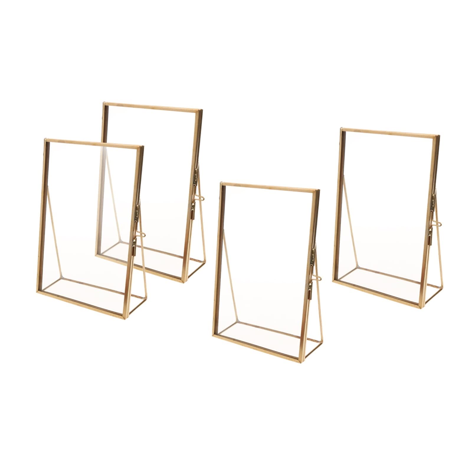 4 STÜCKE Messing Glas Bilderrahmen Home Hochzeitsdeko Gold
