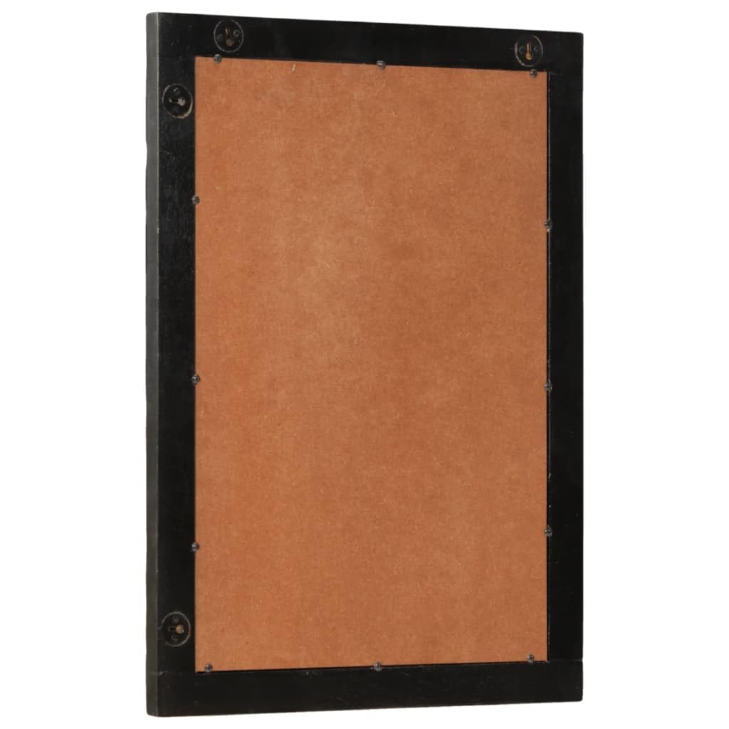 Badspiegel Schwarz 50x70x2,5 cm aus massivem Mangoholz mit Glas, Wandmontage für Flur, Bad und Schminktisch, klarer Spiegel für Kosmetik und Rasur