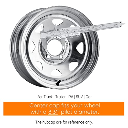 Gtownworks 4 Pack 3.31" Push Through Center Caps For 3.31Inch Center Bore Auto, Truck Or Trailer Wheels Rims (Chrome Silver) #TOP3