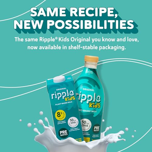 Ripple Kids Original Plant Based Milk | 8g of Quality Sourced Pea Protein, Calcium Rich | Shelf Stable | Vegan & Non GMO | Dairy, Soy, Nut, Gluten, & Lactose Free | 32 Fl Oz Cartons (Pack of 6) - Image 3