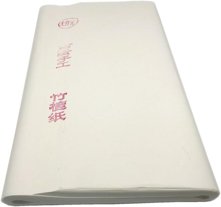 Easyou Handmade Sumi Paper Bamboo Xuan Paper for Chinese Calligraphy Practice for Small Characte 70 Ripe 50sheets 46x70cm