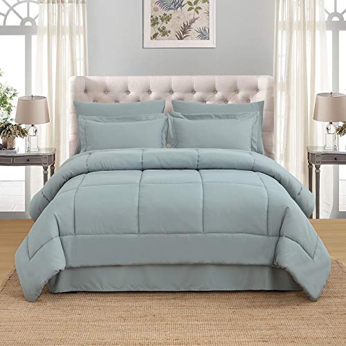 Emme Twin Comforter Set Bed In A Bag 5 Pieces, Down Alternative Brushed Bedding With Sheets, Soft And Comfortable Solid Bed Set For All Season (Twin/Twin Xl, Aqua Blue) #TOP1