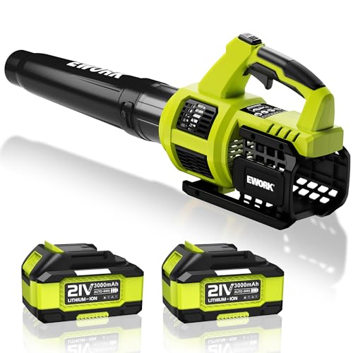EWORK Cordless Leaf Blower 21V 550CFM with 2 x 3.0Ah Battery & Fast Charger