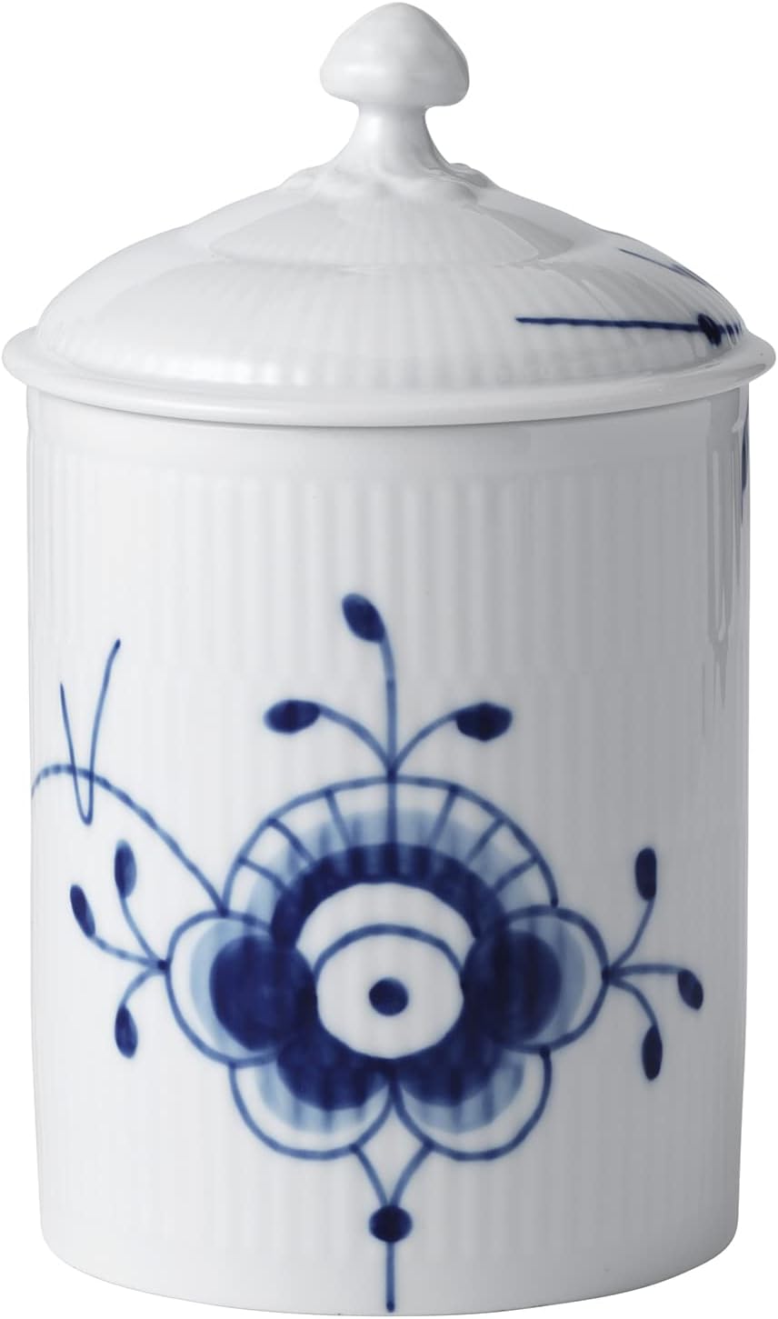 Royal Copenhagen 1028381 Blue Fluted Mega Cookie Jar, Diameter 3.9 x 6.7 inches (10 x 17 cm), Canister, Wedding Gift