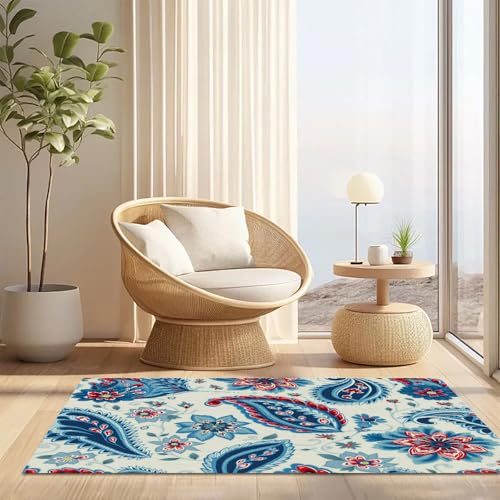 Tapis de Bain Microfibre Douce Bleu de Style Bohème - 5