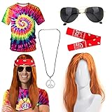 ★ Party-Highlights: Das Hippie-Kostümzubehör für Erwachsene ist thematisch an die 1960er und 1970er Jahre angelehnt und kombiniert eine Vielzahl von Vintage-Elementen mit leuchtenden Farben, die Ihren Stil zeigen, Ihre Lebenshoffnung ausdrücken, die Aufmerksamkeit anderer Menschen auf sich ziehen und viel bekommen können Komplimente. Die 70er Hippie Kostüm bringt Ihnen viel Spaß bei Karneval Partys, Fasching, Mottoparty, Faschnacht, Sommertages Party oder Woodstock Revival.