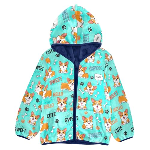 CHIFIGNO Cute Cartoon Dogs Kids Hooded Jacket, Warm Light Fleece Outerwear Jackets 3T