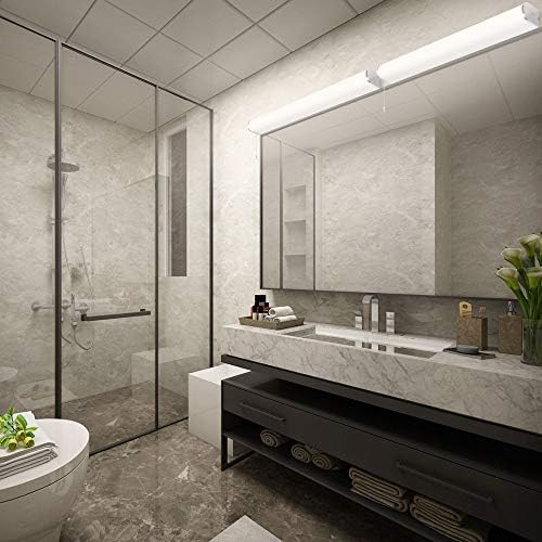 ENUOTEK 15W LED Bathroom Over Mirror Vanity Bath Wall Light Under Cabinet Lamp with Pull Cord Switch IP44 60CM Lamp Length 180° Lighting Range 1400Lm Brightness Natural White 4000K 1 Lamp