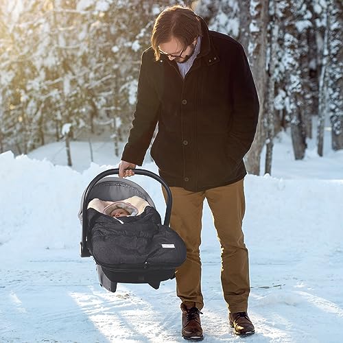 Image of Orzbow Winter Carseat Cover for Baby, Cozy Fleece, Universal Fit, Dark Grey