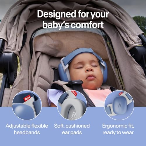 Image of Alpine Muffy Baby Comfort - Protects Hearing for Babies and Toddlers - CE & ANSI Certified - Headband for Safe fit & Comfort - Adjustable for Ages 3-48 Months - 24dB Sound Reduction, Denim