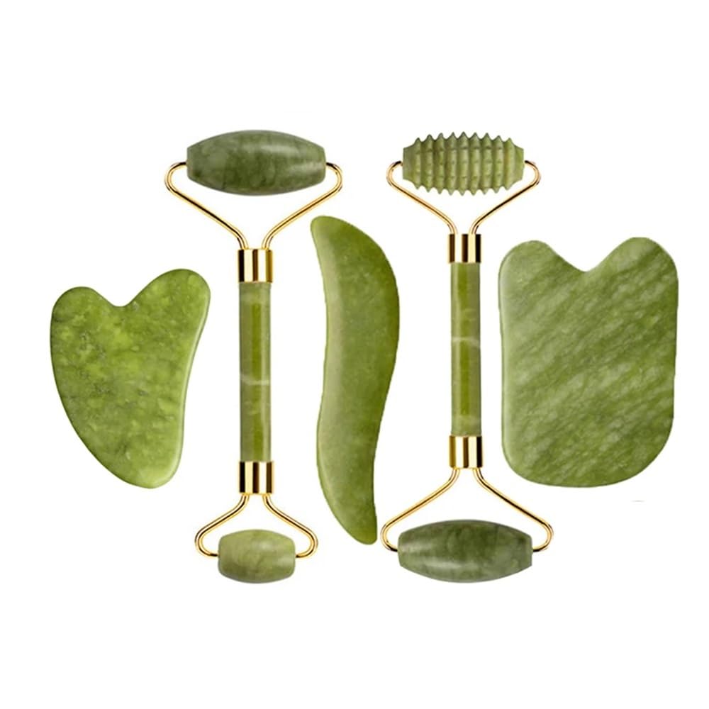 Jade Roller Gua Sha Massage Set Guasha Brett Kamm Gouache Schaber Körper Spa Gesichts Anti Aging Lifting Werkzeuge(Type 11)