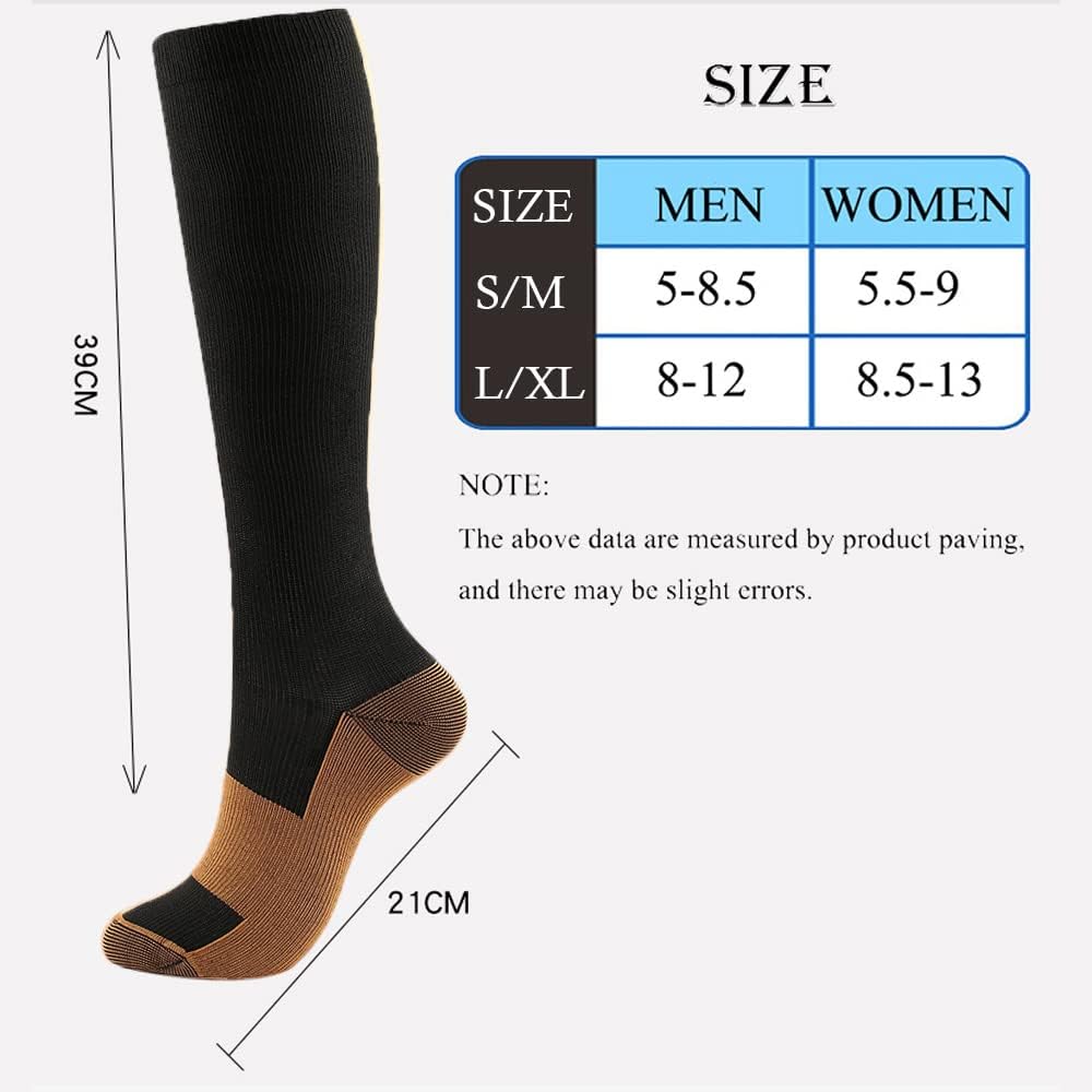 4 Paires Chausettes de Compression pour Femmes et Hommes, Sport Chaussettes de Contention 20-30mmHg pour une Utilisation Toute la Journée, Course, Voyages,Cyclisme