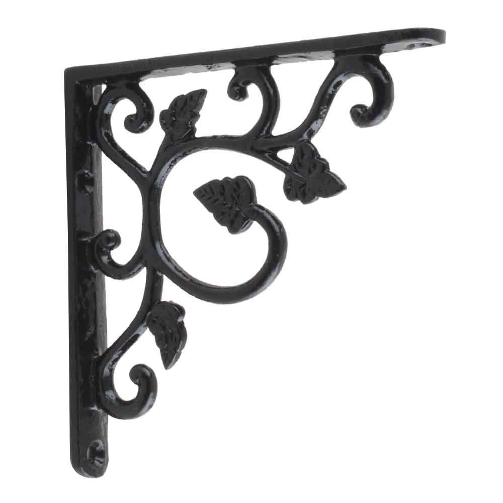 IndianShelf Pack of 1 Handmade Black Floral Design Iron Heavy Duty Wall Mounted Brackets for Shelves (11.68 Cm)-image-44