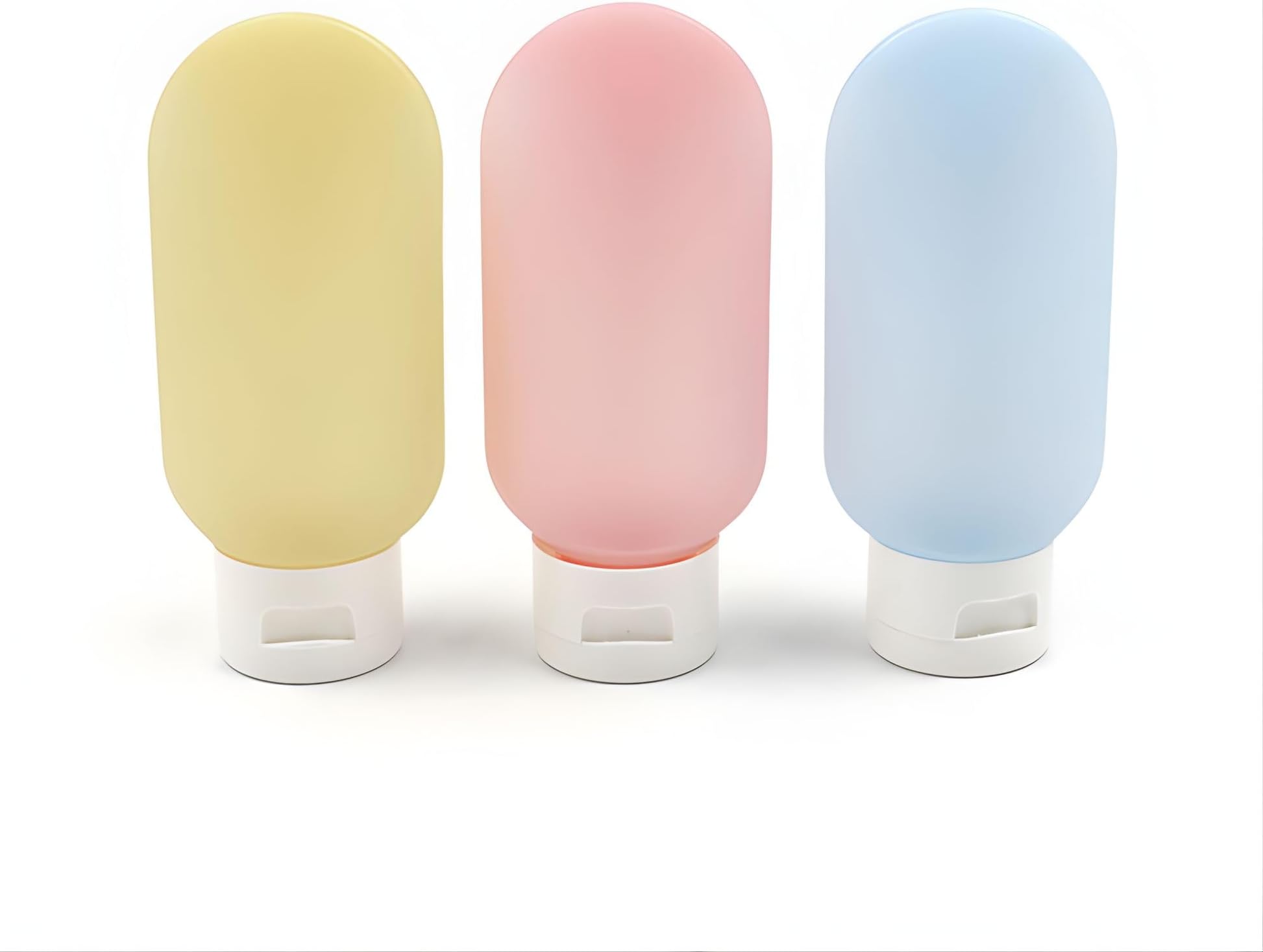 Hian Travel Bottles Set for Toiletries โ Leak-Proof, Refillable Plastic Containers (60ml, Multicolor, Pack of 3) โ Squeezable Bottles for Shampoo, Lotion, Cream & Travel Organizing