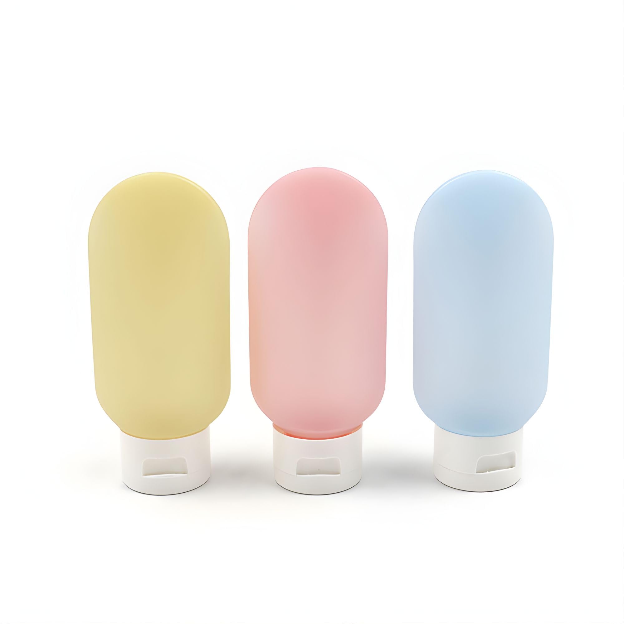 Hian Travel Bottles Set for Toiletries – Leak-Proof, Refillable Plastic Containers (60ml, Multicolor, Pack of 3) – Squeezable Bottles for Shampoo, Lotion, Cream & Travel Organizing