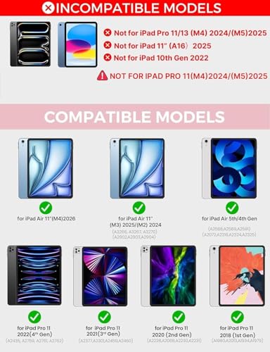 Image of typecase Edge for iPad Air 11 (M4 2026 / M3 2025 / M2 2024), Air 5th /4th & Pro 11 (4th /3rd /2nd /1st)with 11-Color Backlit & Touchpad,Magic Floating Keyboard (NOT for 10th /A16 /Pro 11 (M5 /M4)-Raspberry'26