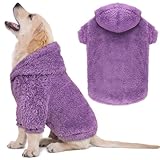 Fuzzy Dog Sweaters for Medium Dogs Dog Hoodie Soft Double-Sided Plush Fleece Sweater Pet Clothes Coats Hoodie Sherpa Hooded Sweatshirt(Purple-M)