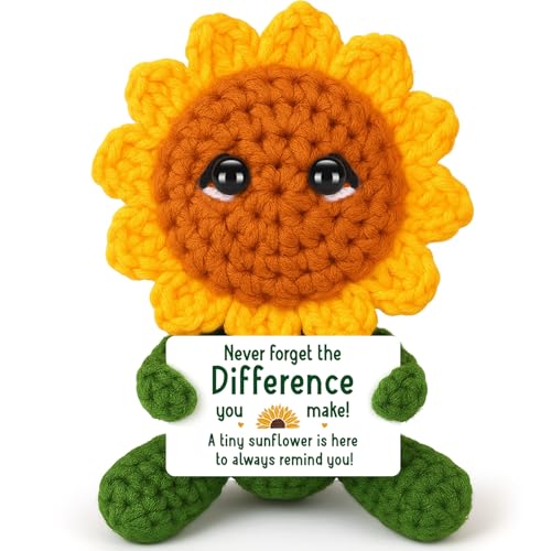 Boss Day Gifts for Boss Lady Women Men, Retirement Thank You Gifts for Coworker Her Him, Farewell Goodbye for Mentor Leader Teacher, Birthday Positive Crochet Sunflower Office Decor